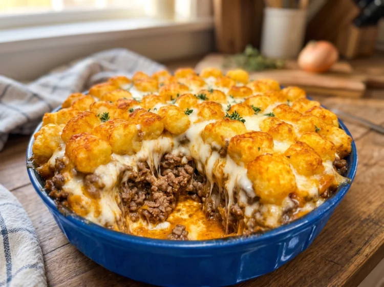 Cheesy Tater Tot Beef Casserole Bake