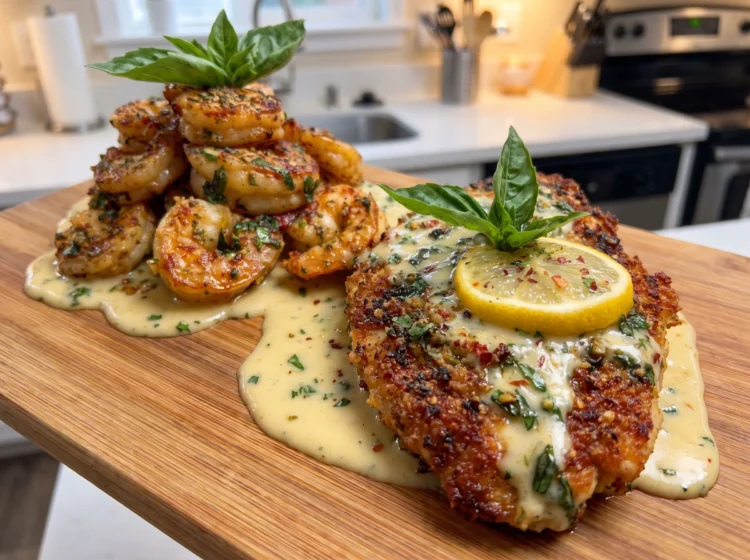 Creamy Lemon Chicken with Garlic Butter Shrimp